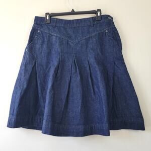 Free People Pleated denim Skirt size 12 Dark Wash